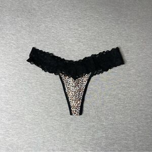 Victoria's Secret Leopard Print Lace Waist Cotton Thong Panty